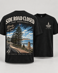Black Side Road Closed Port Noarlunga Legend T-shirt shown front and back